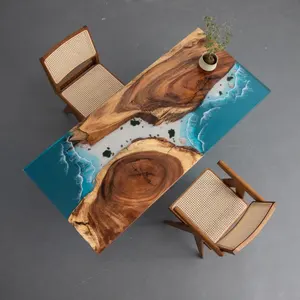 Creative Design Clear Wood Epoxy Resin River Table Live Edge Epoxy Wooden Table Top