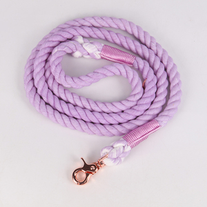 OKEYPETS lujo moda resistente diseñador en blanco hecho a mano algodón natural fuerte elegante cuerda trenzada <span class=keywords><strong>collar</strong></span> de perro y plomo - Product Image 5