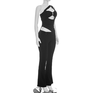 Viviblook D26JP178 - Mono de Verano para Mujer, Sexy, sin Mangas, Color Sólido, Hombros Descubiertos, con Aberturas, para Fiesta, Casual - Product Image 3