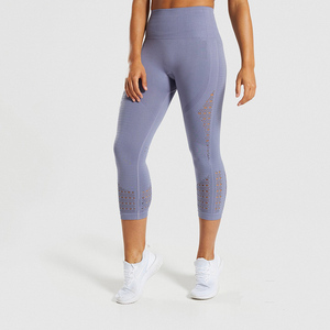 Proveedor Profesional ajustado alta Yoga Fitness entrenamiento de Color sólido de secado rápido Capri Yoga - Product Image 1