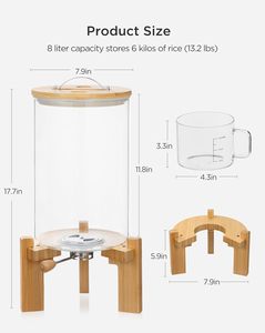 กล่องเก็บอาหารแห้งขนาดใหญ่ 5 ลิตร 7 ลิตร 10 ลิตร ทำจากแก้วสำหรับใส่ข้าว - Product Image 2