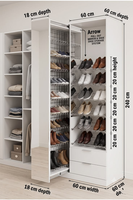 Meuble à chaussures sur mesure avec étagères coulissantes, rangement pour chaussures de la plinthe au plafond pour entrée, organisateur de chaussures avec porte battante, meuble de placard