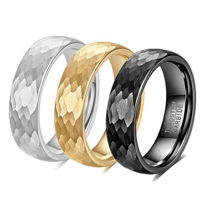 <b>Tungsten</b> Carbide Ring 6mm Geometric Hammered Pattern Men's Jewelry Everyday Wear - Product Image 1