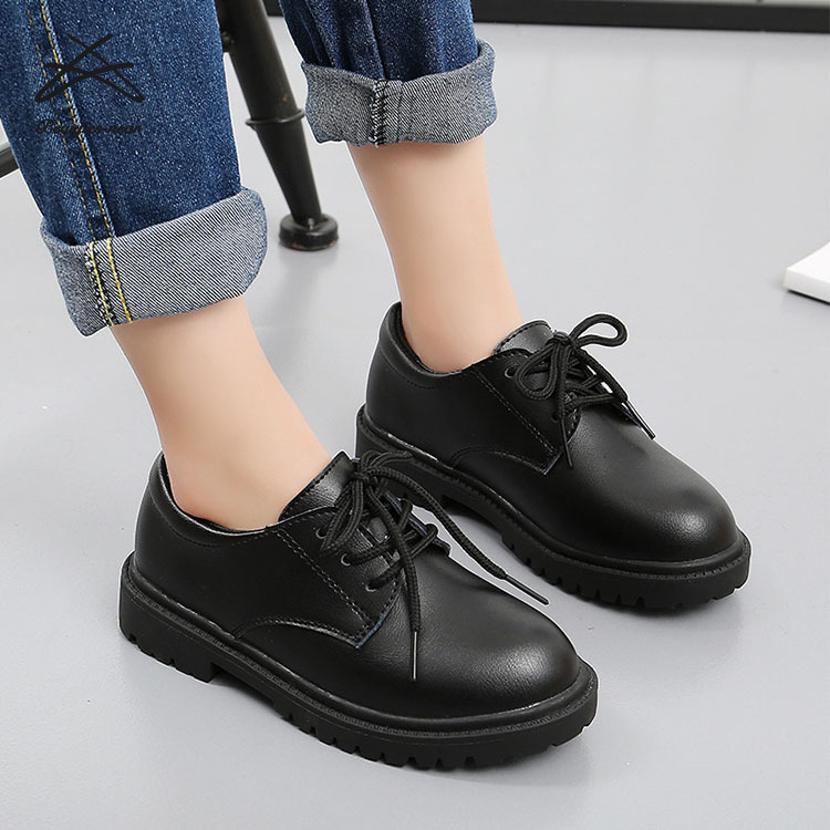 Chaussures D'école Pour Fille En Cuir Noir - Taille UK 7 (enfants) - Fermeture Velcro - Marque TU - Neuves Sans Boîte