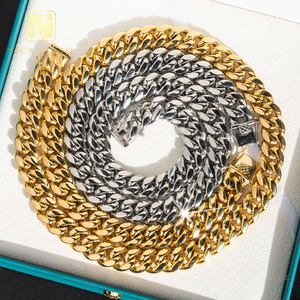 Collar chapado en oro de 18K, cadena de eslabones cubanos de calidad 5A + CZ, collar de moda Hip Hop de acero inoxidable 316L para hombres y <span class=keywords><strong>mujeres</strong></span> - Product Image 5