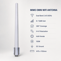 Antenne WiFi omnidirectionnelle MIMO 2,4/5,8 GHz 8/12 dBi extérieure 4 ports N-Femelle avec radôme en PVC pour point d'accès et routeur