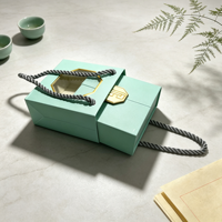 Boîte cadeau rigide personnalisée OEM en gros pour emballage de thé, avec logo emblème métallique et pochette, pour thé et collations