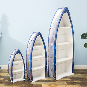 Mediterranean Boat Shaped <b>Cabinet</b> Set 3 Piece Wood Storage Living Room Furniture - Product Image 1