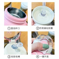 Okul öğrencileri çocuklar 600ml yüksek kaliteli çevre dostu paslanmaz çelik su bardağı sevimli kawaii içme bunny ayı su şişesi