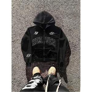 Sudadera con capucha personalizada para hombre, con cremallera, manga larga, estampada, de algodón, felpa francesa, transpirable, estilo urbano - Product Image 4