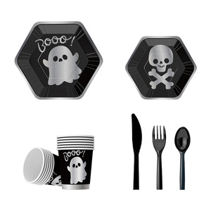 Halloween Feest Decoratieve Dinerplaat Pompoen Decoratieve Papieren Bord Bekervork - Product Image 5