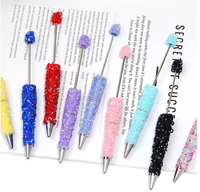 Stylo à bille créatif en verre fragmenté, entièrement orné de strass, avec perles de diamant DIY, stylo à bille en résine scintillante mignon, accessoires de bijoux