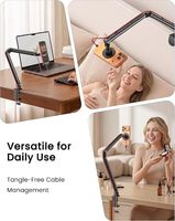 Support de téléphone pour bureau et lit, support magnétique puissant pour tablette avec bras long 360° °   Base rotative réglable en toute liberté