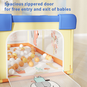 Parcs pour bébés avec portail Clôture de sécurité pliable Grand carré Portable Maille Lit de parc pour enfants Clôtures pour tout-petits Stylo de jeu d'intérieur Cour - Product Image 5