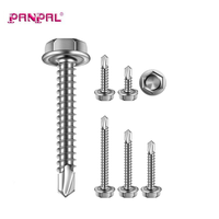 370 pièces # 8 # 10 # Kit d'assortiment de 14 vis autoperceuses en acier inoxydable, vis à tête hexagonale avec rondelle pour tôle, métal, bois, plastique