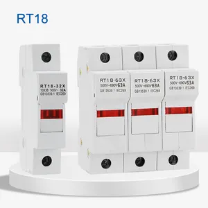 RT18-32X RT18-63 1-4P 32A 63A 125A DINレール取り付けヒューズホルダーベース、インジケーターライト付き10x 38mm 14 * 51mmコアリンクAC500-690v