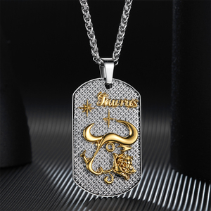 Taurus 12 segni zodiacali collana in acciaio inox splendidamente progettato catena a maglie romantico oroscopo ciondolo commemorativo - Product Image 6