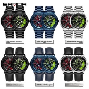 Montre à quartz pour homme <span class=keywords><strong>Sandar</strong></span>, style influenceur, design étanche, aiguille ajourée tridimensionnelle créative en forme de moyeu de roue - Product Image 4