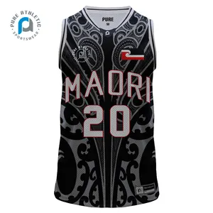 Wholesale sublimation basketball Singlets Custom Maori tattoo basketball singlets jerseys Polynesian basketball singlets Black