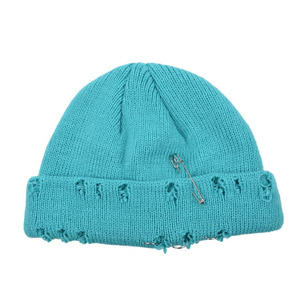 New Y2K Distressed <b>Slouchy</b> <b>Beanie</b> Knit Ski Warm Skull Cap <b>Beanie</b> Hat Winter Broken Edge Winter Hat Cold Cap - Product Image 1