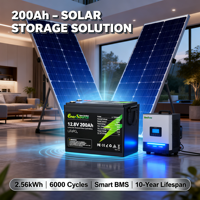 Baterai LiFePO4 12.8V 12V 200Ah Deep Cycle Pengganti untuk Aki Timbal Asam Surya RV Kelautan