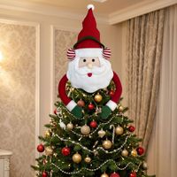 Adorno de árbol de Navidad de felpa suave, decoración para la punta del árbol de Navidad, Papá Noel, muñeco de nieve, reno, adorno para árbol de fiesta navideña