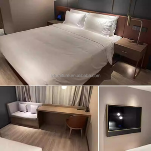 3 Star Hotel Twin Bedroom Furniture <b>Sets</b> With Wooden Bed Frame Headboard Nightstand TV Cabinet Work Desk Wardrobe & <b>Side</b> <b>Table</b> - Product Image 6