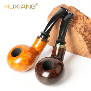 Muxiang Briar Wood Smoking Pipe Bent Type Light Color Tobacco Pipe For Dry Tobacco Use - Product Image 2