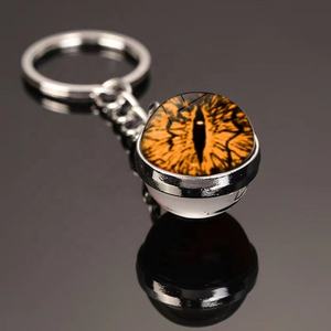 Vente en gros oeil <span class=keywords><strong>du</strong></span> <span class=keywords><strong>diable</strong></span> porte-clés temps gemme double face boule de verre métal porte-clés pendentif livraison rapide - Product Image 5