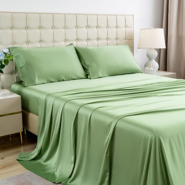100% Organic Bamboo Fiber Bedding Set Solid Dyed Sheet Pillowcase Duvet Cover Durable All Season Home