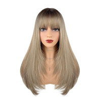 Perruque synthétique longue et droite à 10 couleurs, 26 pouces, avec coupe en V, sangles ajustables, pour femmes, vente en gros, approvisionnement en vrac pour salons