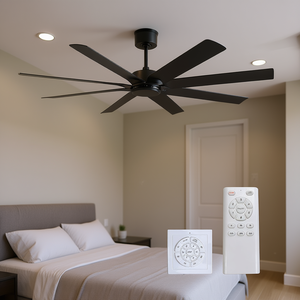 Ventilateur de plafond à 8 pales de 72 pouces, moteur DC, design silencieux, minuterie à 6 vitesses, télécommande pour chambre à coucher, cuisine, noir - Product Image 2