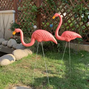 Conjunto de caixa de exibição rosa flamingo, decodificadores de caça, casal de plástico para decoração de jardim