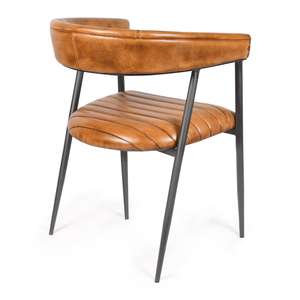 Chaises de salle à manger en cuir avec structure métallique de style industriel, coussin haute densité et coutures durables pour la décoration de style farmhouse - Product Image 4