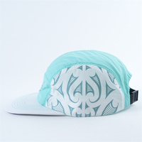 Casquettes de camp non structurées à 5 panneaux, chapeaux de course en nylon avec logo brodé avec boucle en plastique
