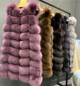 Customize X-Long Style Gray Real Fox Fur Vest Ladies Fashion Outwear Furry Fur Gilet Coat Winter Thick Warm Fluffy Fur <strong>Waistcoat</strong> - Product Image 6