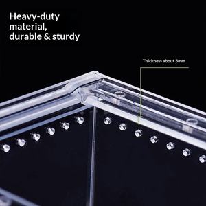 Terrario de Acrílico Transparente de Alta Definición para Mascotas, Rectangular, de Ensamblaje Libre, con Comedero Integrado para Reptiles y Cangrejos Ermitaños - Product Image 5