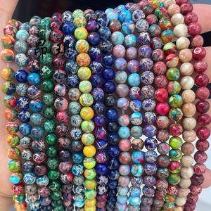 Großhandelspreis Meeres-Sediment Imperial-Jaspis-Perlen Runde Glatte Natursteinperlen für Armbandherstellung - Product Image 3