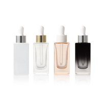 Botol kaca hitam persegi 30ml botol isi ulang parfum botol minyak esensial dengan pipet sampel gratis pabrik