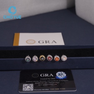 Pendientes de Diamantes de Colores, Plata de Ley 925, VVS, 9.1 mm, Pendientes de Moissanita, Joyería Deslumbrante y Brillante, Unisex - Product Image 1