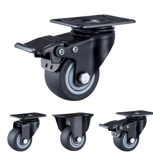 Roda <span class=keywords><strong>Caster</strong></span> TPR 2 Inci Ringan dengan Rem, Beban 45kg, Rumah Pelat Baja, <span class=keywords><strong>Caster</strong></span> Kecil 1 Inci untuk Troli Furnitur - Product Image 1