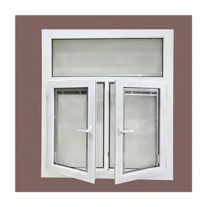 ビニール寝室開き窓デザイン二重ガラスPVCスイング窓
