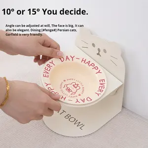 Bol rond à aspiration magnétique écologique en céramique solide pour chien de grande taille Protection de la colonne cervicale Anti-choc incliné détachable - Product Image 3