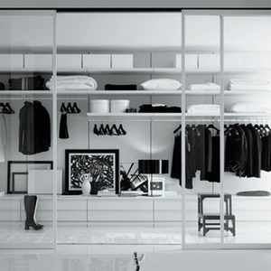 Armoire de chambre YALIG pliable et extensible avec portes vitrées, finition laquée mate, fabriquée en Chine - Product Image 2