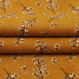 Nouvelle mode polaire douce, matière première en Polyester, Design à rayures extensibles, tissu en velours côtelé imprimé Floral 21W pour la couture de robes - Product Image 6