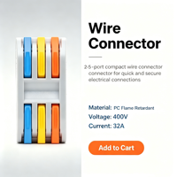 Connecteur de câble 3 entrées 3 sorties à levier en ligne 3 broches OEM ODM, bornier de raccordement 0,2 à 4,0 mm² avec boîtier ignifuge