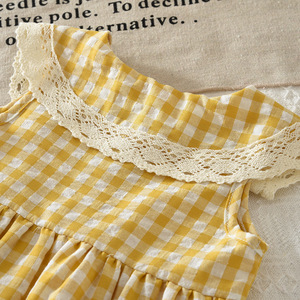 Vestido de princesa a cuadros sin mangas para niñas, vestido informal con volantes para verano - Product Image 4