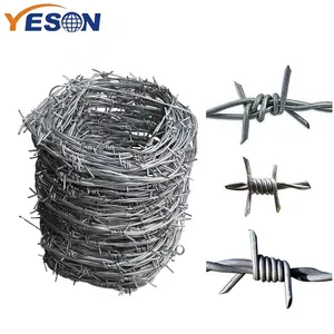 Gi prison barb arame farpado 500m roll price electric 12.5 gauge hot dipped galvanized barbed wire fence