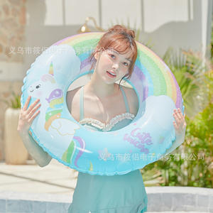Flotador de Piscina Xiaolu con Diseño de Unicornio Colorido para Niños, Anillo de Natación de PVC de 20 mm de Grosor para Bebés y Niños - Product Image 3