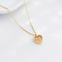 Collier Pendentif en Or Jaune 18 carats avec Diamant de Laboratoire, Modèle Fée Élégante et Gracieuse, Entièrement Sertie de Diamants, Réglable, pour Femme, Délicat